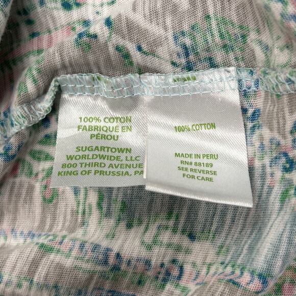 Lilly Pulitzer Etta Women’s Large Short Sleep V Neck T Shirt Palm Beach Pattern - Picture 4 of 15